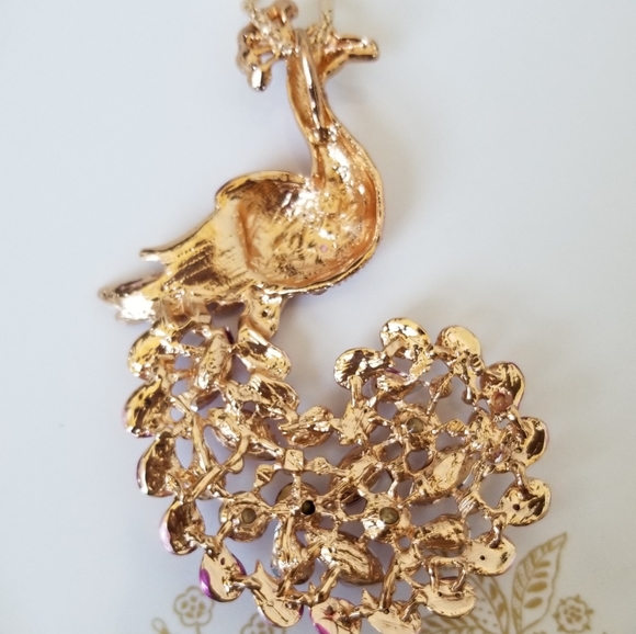 Pink Crystals Peacock Pendant Purse Charm Key Ring NWT - Picture 9 of 12